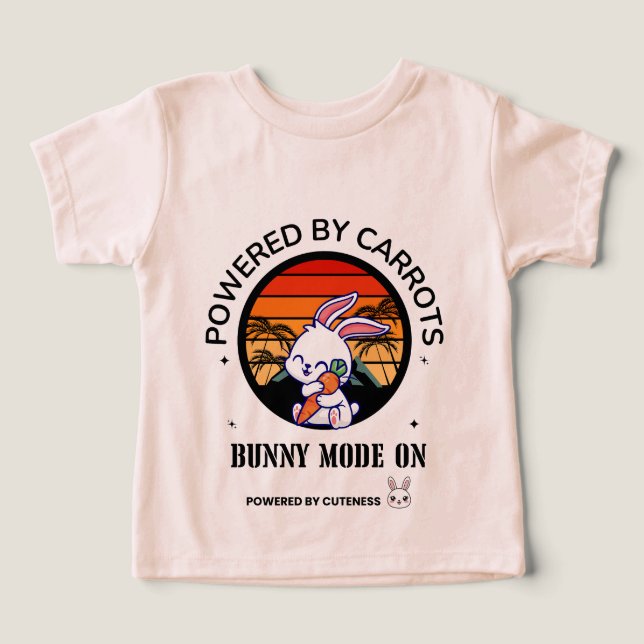 Cute Bunny Hugging Carrot Retro Sunset T-Shirt  (Design Vorderseite)