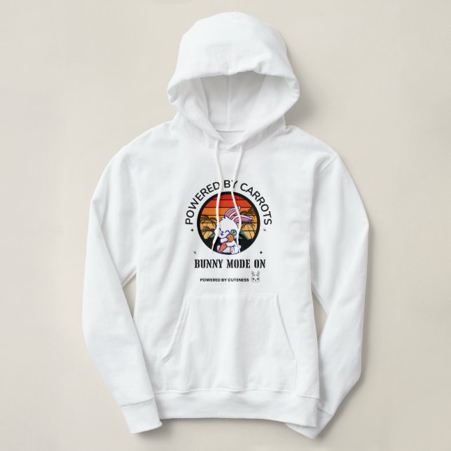 Cute Bunny Hugging Carrot Retro Sunset T-Shirt  Hoodie (Design vorne)