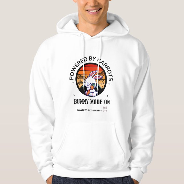 Cute Bunny Hugging Carrot Retro Sunset T-Shirt  Hoodie (Vorderseite)