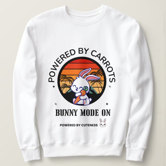 Cute Bunny Hugging Carrot Retro Sunset T-Shirt  Sweatshirt (Design vorne)