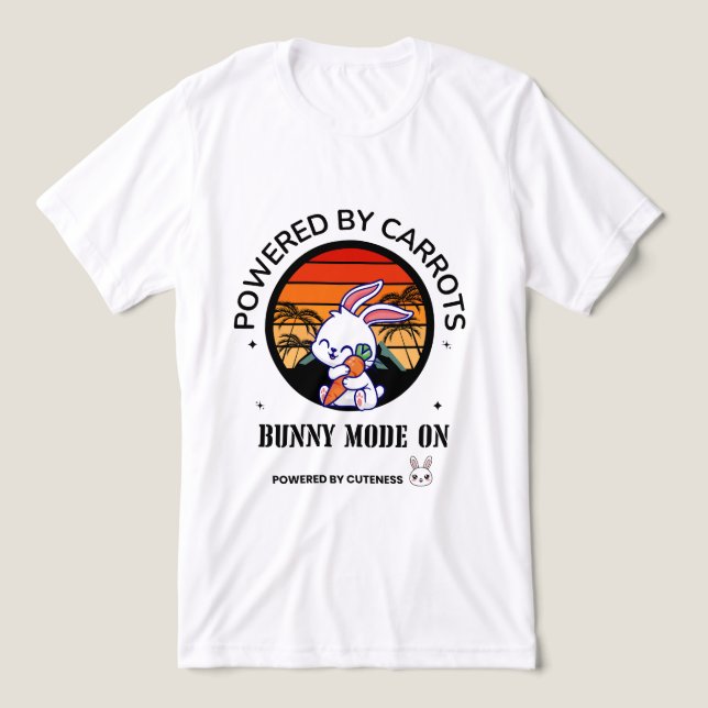 Cute Bunny Hugging Carrot Retro Sunset T-Shirt  Tri-Blend Shirt (Design Vorderseite)