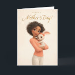 Cute Bunny Hugging Mom Happy Mother’s Day Karte<br><div class="desc">A heartwarming Mother’s Day greeting card featuring a loving mom cuddling an adorable bunny with a sweet bow. This charming storybook-style illustration captures the warmth, comfort, and unconditional love that make mothers so special. Perfect for celebrating a wonderful mom on Mother’s Day with a card that feels soft, sweet, and...</div>