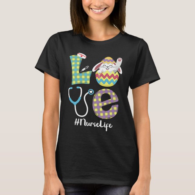 Cute Bunny Love Nurse Life Easter CNA RN NP T-Shirt (Vorderseite)