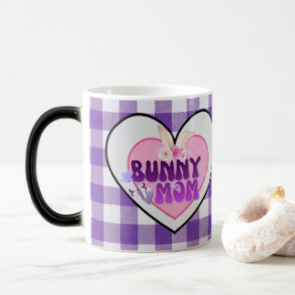 Cute Bunny Mom Coquette Purple Gingham Morphing Mu Verwandlungstasse