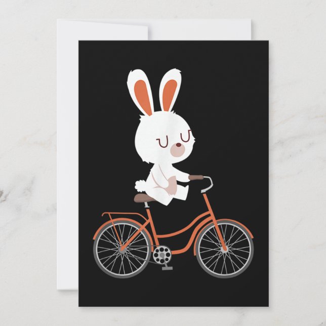 Cute Bunny On Bike Rabbit Cycling Bicycle Bunny Einladung (Vorderseite)