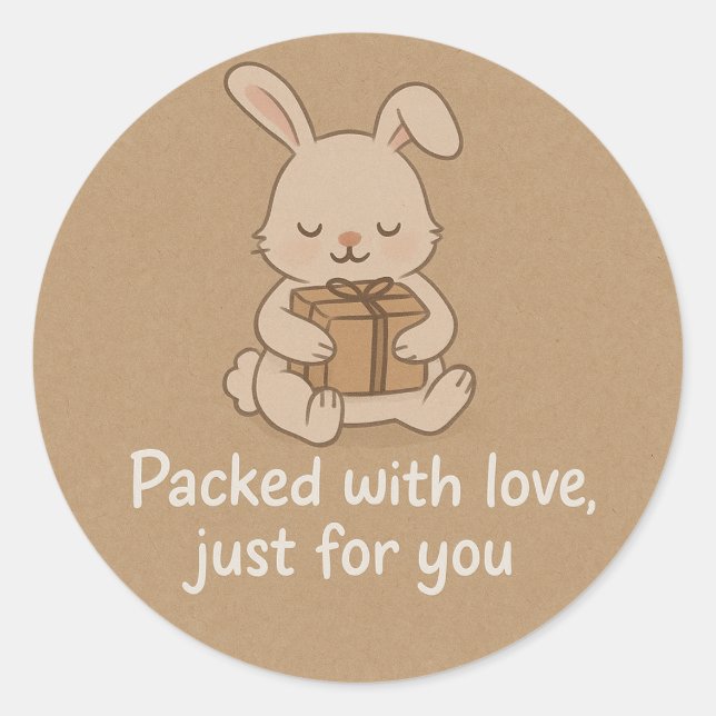 Cute Bunny Packed with Love Sticker (Vorderseite)