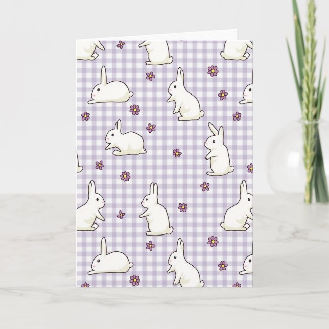 Cute Bunny Pattern Greeting Card Karte (Vorderseite)