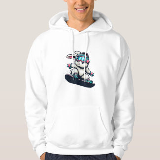 Cute Bunny Performing Snowboarding Trick Kids East Hoodie