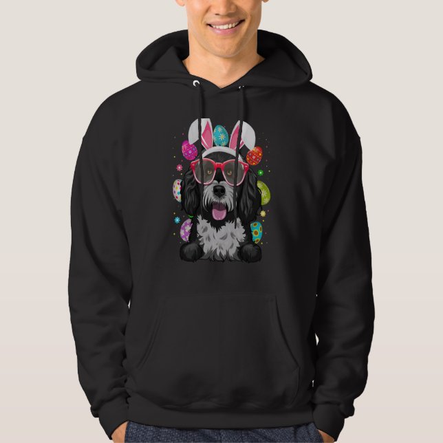 Cute Bunny Portuguese Water Dog Face Easter Eggs E Hoodie (Vorderseite)