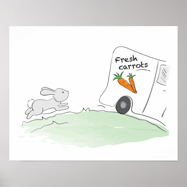 Cute Bunny poster (Running for carrots) (Vorne)