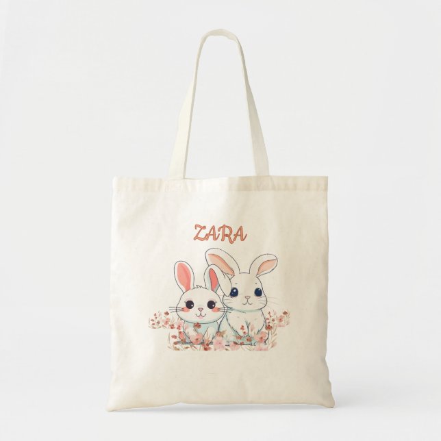Cute Bunny Printed Tragetasche (Vorne)
