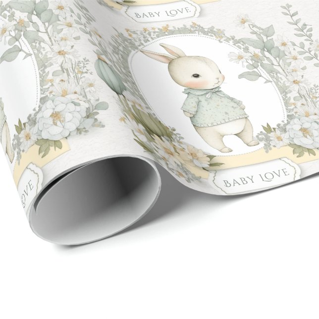 Cute Bunny Rabbit Baby Love Geschenkpapier (Rolleneckpunkt)