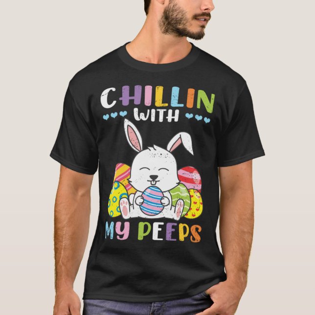 Cute Bunny Rabbit Chilling People Happy Easter Sea T-Shirt (Vorderseite)