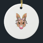 Cute Bunny Rabbit Face Leopard Glasses Girl Happy  Keramik Ornament<br><div class="desc">Cute Bunny Rabbit Face Leopard Glasses Girl Happy Easter Day T-Shirt</div>