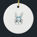 Cute Bunny Rabbit Face Tie Dye Glasses Girl Happy  Keramik Ornament<br><div class="desc">Cute Bunny Rabbit Face Tie Dye Glasses Girl Happy Easter Day T-Shirt</div>