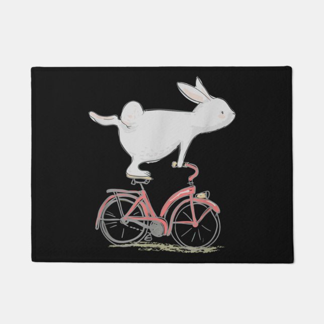 Cute Bunny Rabbit On Bike Cycling Bicycle Fußmatte (Vorderseite)
