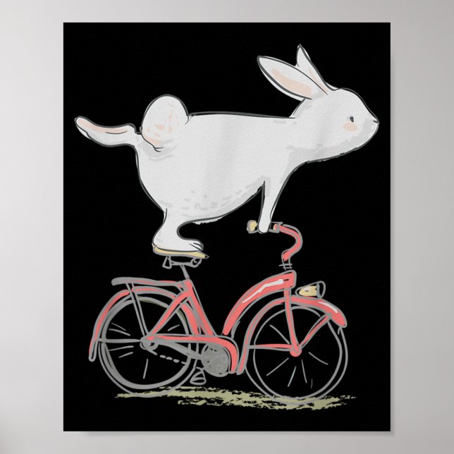 Cute Bunny Rabbit on Bike Cycling Bicycle Poster (Vorne)
