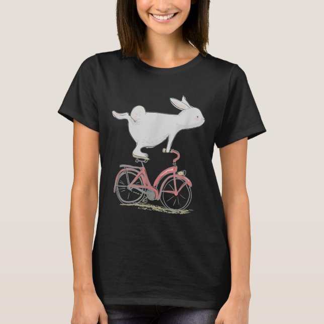 Cute Bunny Rabbit On Bike Cycling Bicycle T-Shirt (Vorderseite)