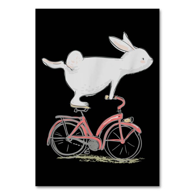 Cute Bunny Rabbit On Bike Cycling Bicycle Tischnummer (Vorderseite)