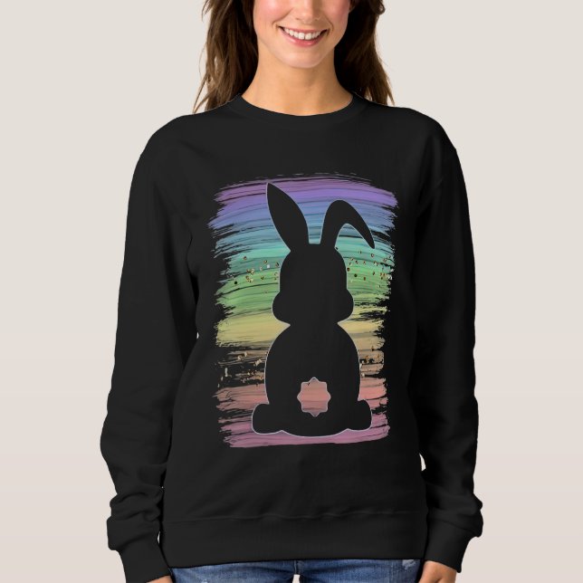 Cute Bunny Rabbit Pastel Happy Easter Day Girls Wo Sweatshirt (Vorderseite)