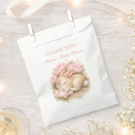 Cute Bunny Rabbit Pink Blush Peony Baby Shower Geschenktütchen
