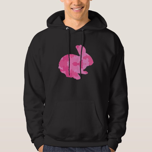 Cute Bunny Rabbit Pink Camouflage Hoodie (Vorderseite)