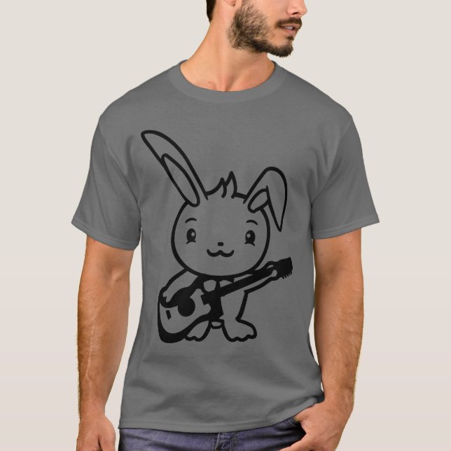 Cute Bunny Rabbit Plays Guitar Music Guitarist Fun T-Shirt (Vorderseite)