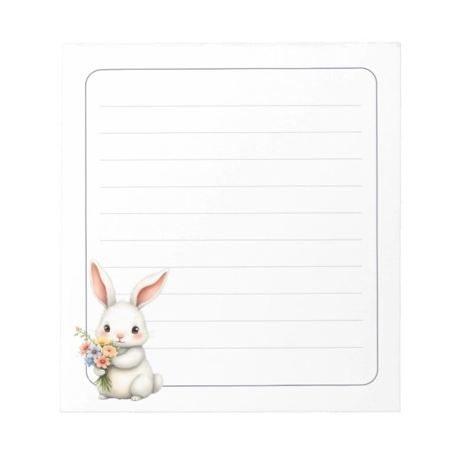 Cute Bunny Rabbit Spring Stationery Gift Lined Notizblock (Vorderseite)