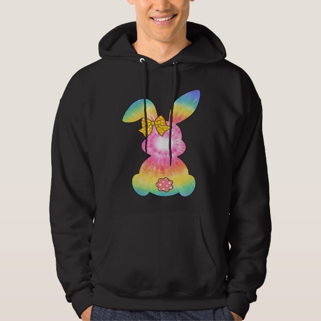 Cute Bunny Rabbit Tie Dye Bow Tie Easter Day Girls Hoodie (Vorderseite)