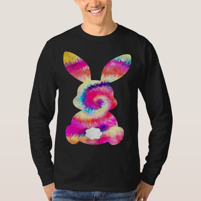 Cute Bunny Rabbit Tie Dye Bow Tie Easter Day Girls T-Shirt (Vorderseite)