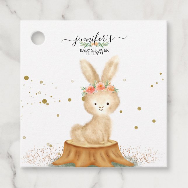 Cute Bunny Rabbit wildlife baby hello party Geschenkanhänger (Vorderseite)