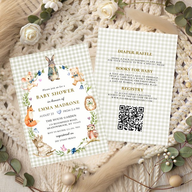 Cute Bunny Rabbit Woodland Baby Shower Einladung (Von Creator hochgeladen)