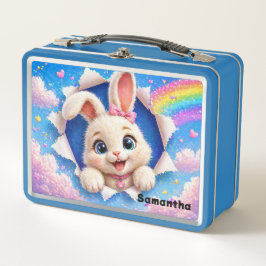 Cute Bunny Rainbow Breaking Through  Metall Brotdose