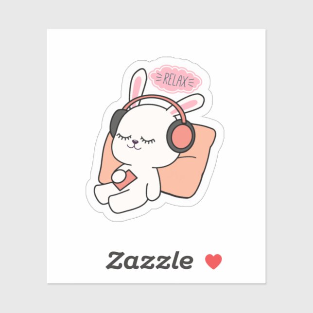 Cute Bunny “Relax” Sticker | Calm & Cozy Aesthetic (Blatt)