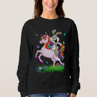 Cute Bunny Ride Unicorn Easter Eggs Easter Day Kid Sweatshirt