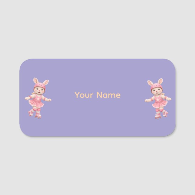 Cute Bunny School Name Label – Kids Back to School Namensschild (Vorderseite)