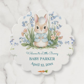 Cute Bunny Spring Floral Personalized Baby Shower  Geschenkanhänger