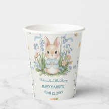 Cute Bunny Spring Floral Personalized Baby Shower