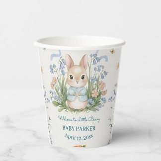 Cute Bunny Spring Floral Personalized Baby Shower  Pappbecher