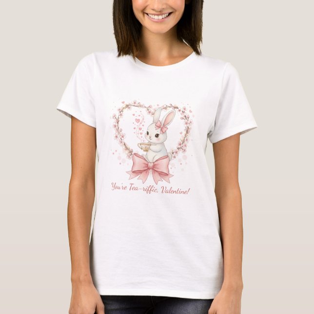 Cute Bunny Tea-riffic Valentine Women's T-Shirt (Vorderseite)