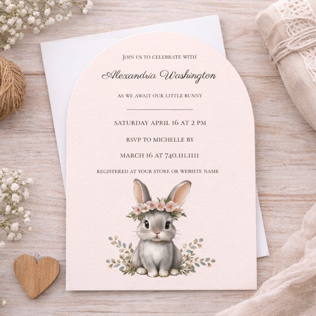 Cute Bunny Theme Gender Neutral Baby Shower Einladung (Von Creator hochgeladen)