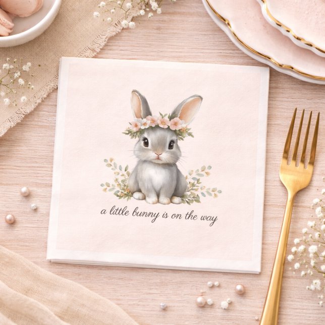 Cute Bunny Theme Gender Neutral Baby Shower Serviette (Von Creator hochgeladen)