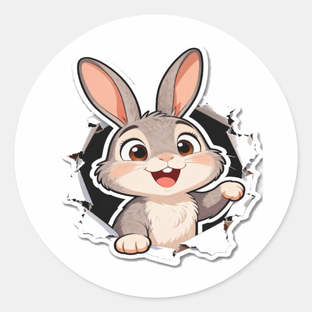 Cute Bunny Torn Paper Sticker (Vorderseite)