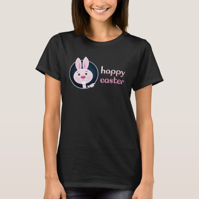 Cute Bunny w Happy Easter for Teacher T-Shirt (Vorderseite)