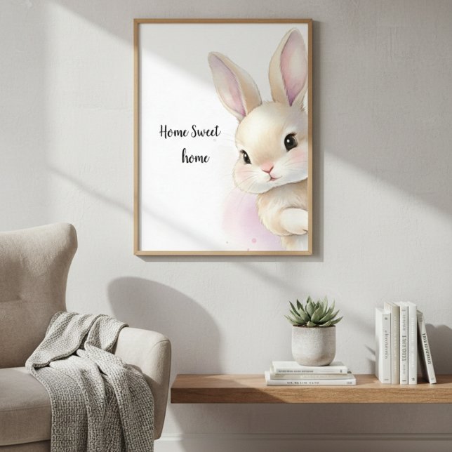 Cute Bunny Watercolor Personalized Text  Poster (Von Creator hochgeladen)