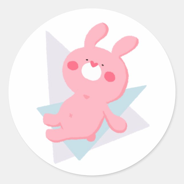 Cute bunny with heart nose runder aufkleber (Vorderseite)