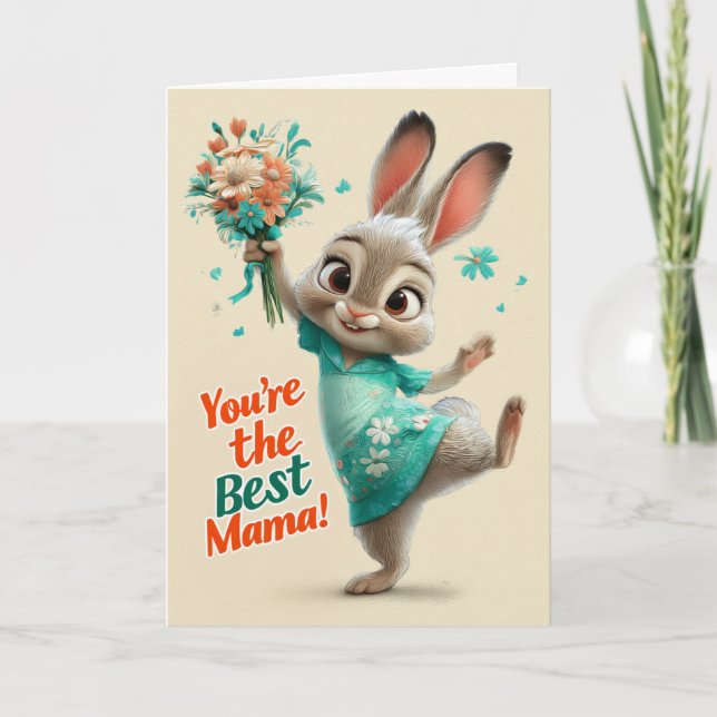 Cute Bunny You’re the Best Mama Card Karte (Vorderseite)