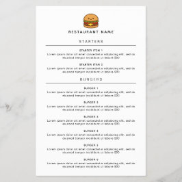 Cute Burger Restaurant Menu Flyer