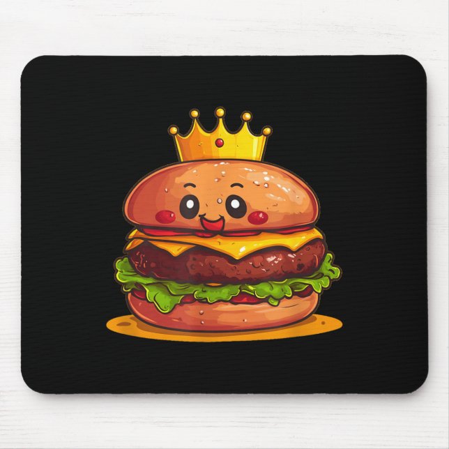 Cute Burger With Crown And Kingdom Costume  Mousepad (Vorne)