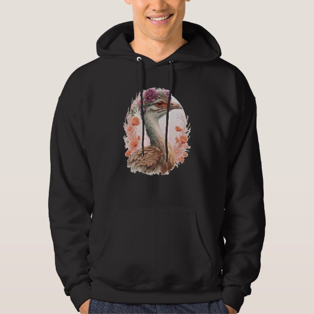 Cute Bustard Bird Watching Flower Crown Floral Bir Hoodie (Vorderseite)